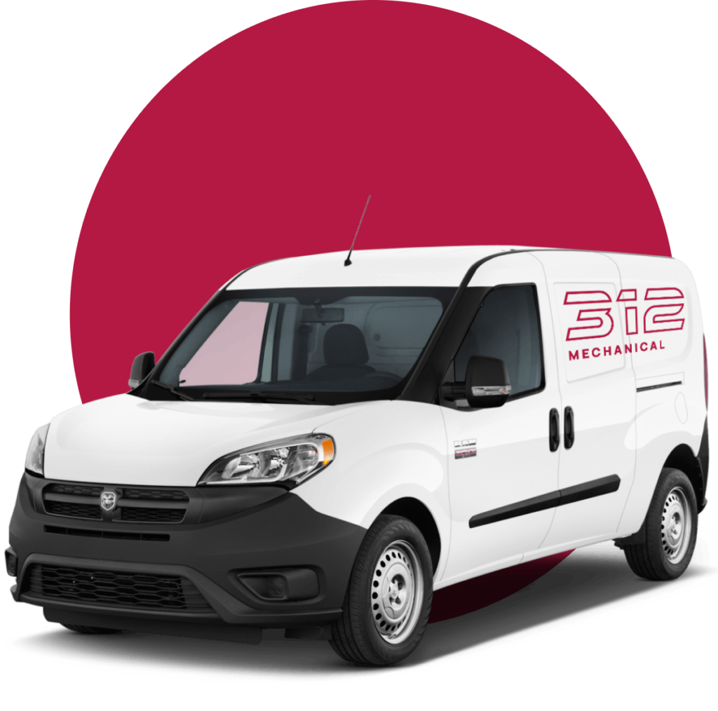 A white RAM ProMaster City van with the "312 MECHANICAL" logo.
